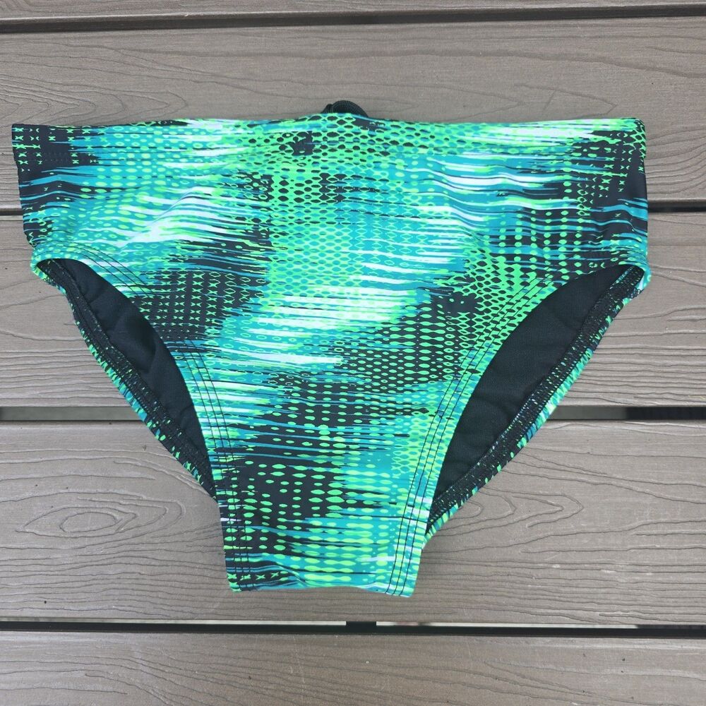 TYR Men's Nylon Durafast Surge Swim Racer Brief Green SZ 30 New Sample No Logo